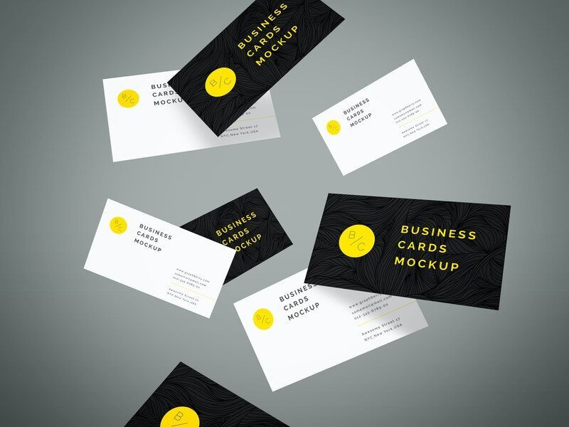 Stack of Floating Business Cards Mockup in the Air