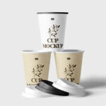 Stacked Paper Cups Mockup in Front View