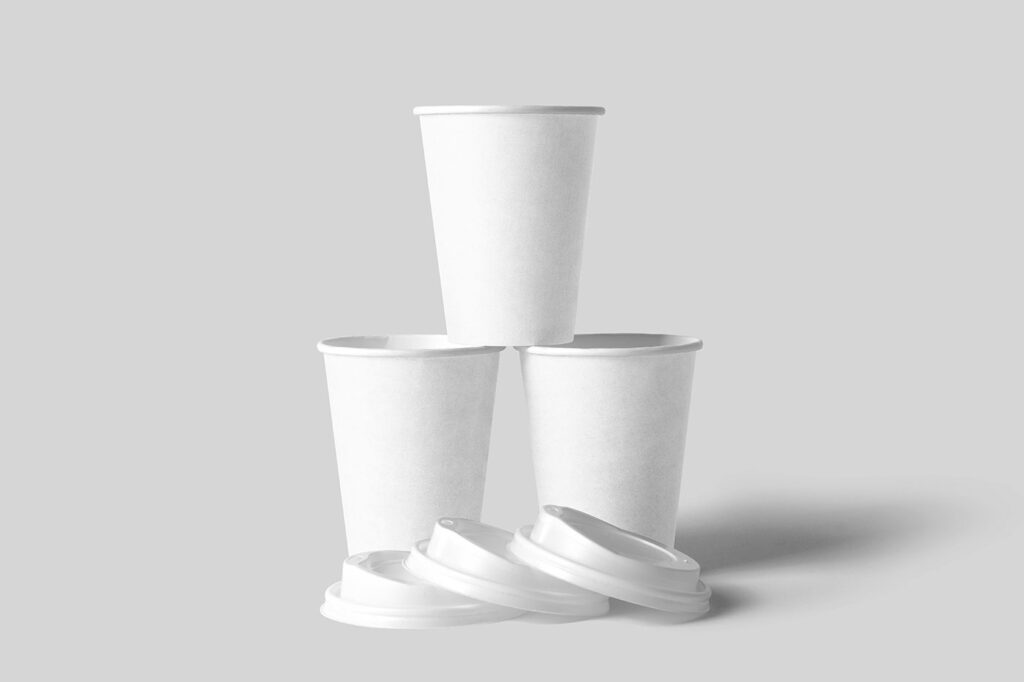Stacked Paper Cups Mockup in Front View