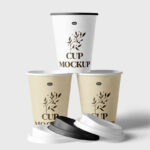 Stacked Paper Cups Mockup in Front View