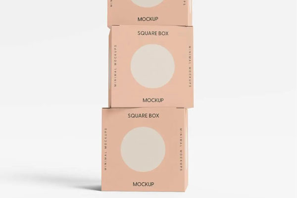 Stacked Square Boxes Mockup in Facing View