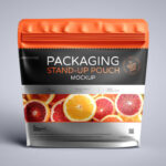 Stand-up Matte, Zippered Packaging Pouch Mockup in Front View