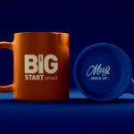 Standing and Laid on the Ground Coffee Mugs Mockup