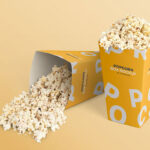 Standing and Laid on the Ground Popcorn Boxes Mockup