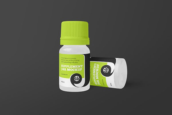Standing and Laid on the Ground Supplement Jars Mockup