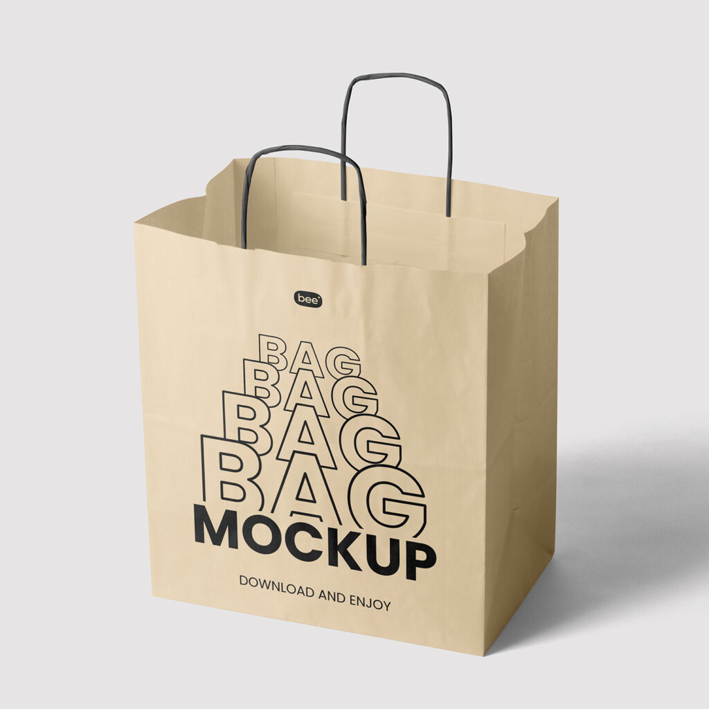 Standing Big Paper Bag Mockup
