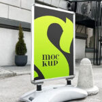 Standing Board Banner Mockup in Facing View