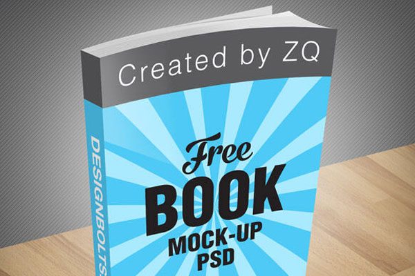 Standing Book Cover Mockup on Wooden Board