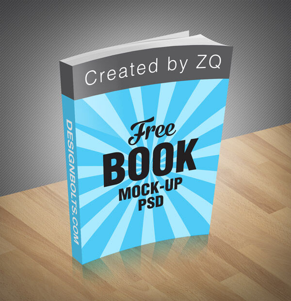 Standing Book Cover Mockup on Wooden Board