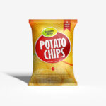 Front View of Standing Chips Packaging Mockup