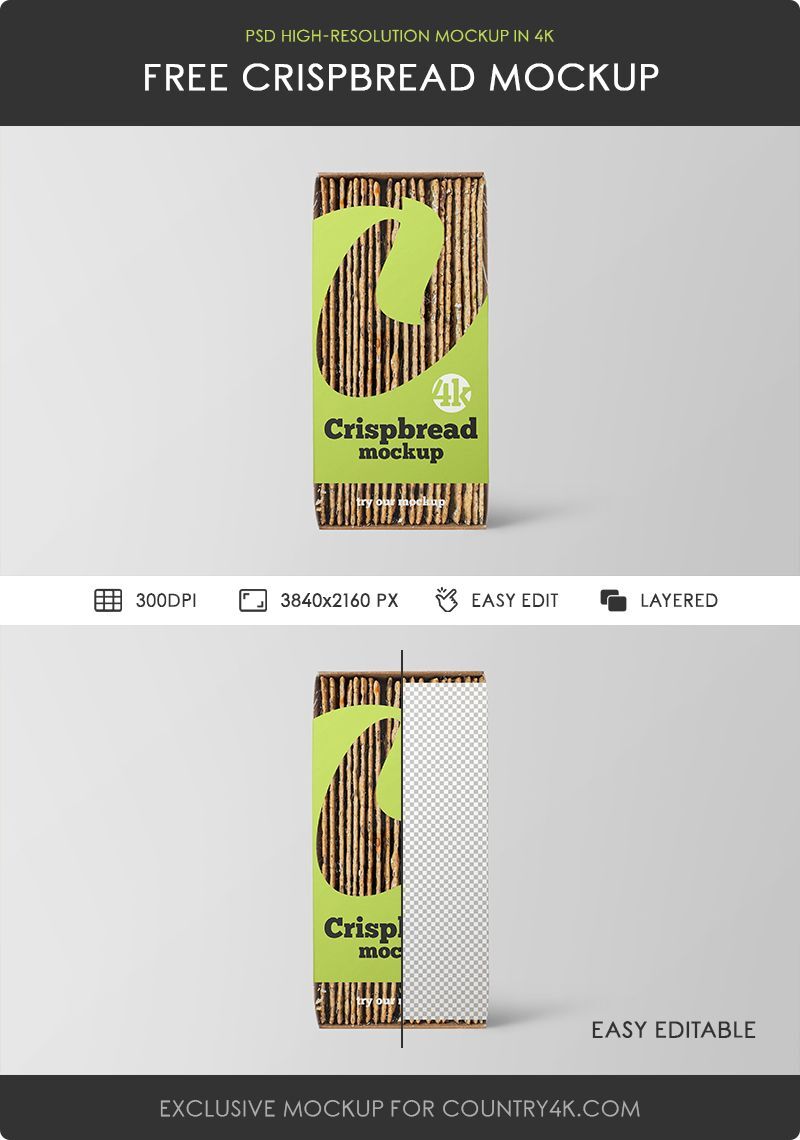 Standing Crispbread Packaging Mockup FREE PSD