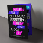 Standing Half Fold Brochure Mockup Against the Wall