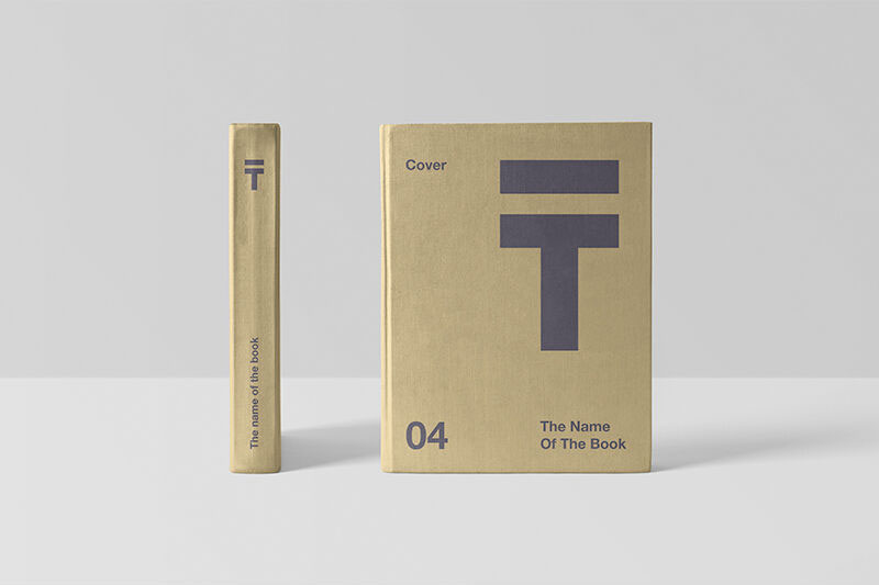 Standing Hardcover Book Mockup Featuring Front and Spine