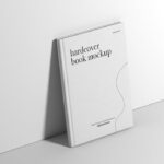 Standing Hardcover Book Mockup in Perspective Sight