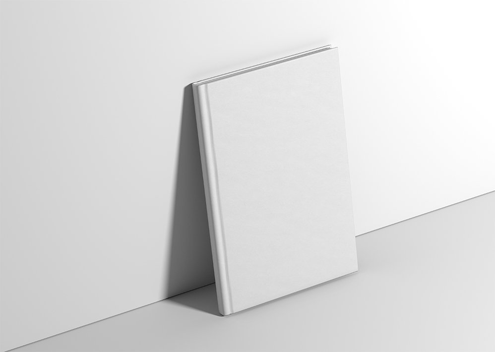 Standing Hardcover Book Mockup in Perspective Sight