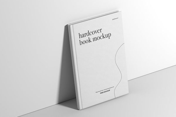Standing Hardcover Book Mockup in Perspective Sight