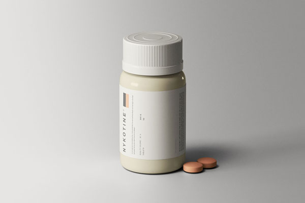 Standing Medical Bottle with Pills Mockup