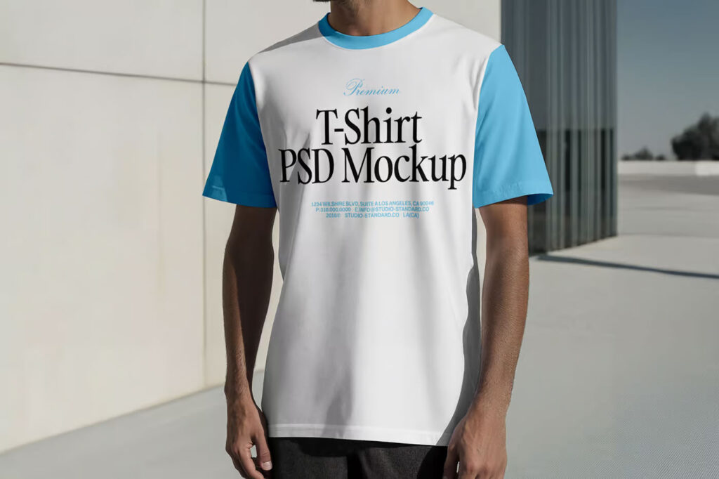 Standing Men Wearing T-Shirt Mockup
