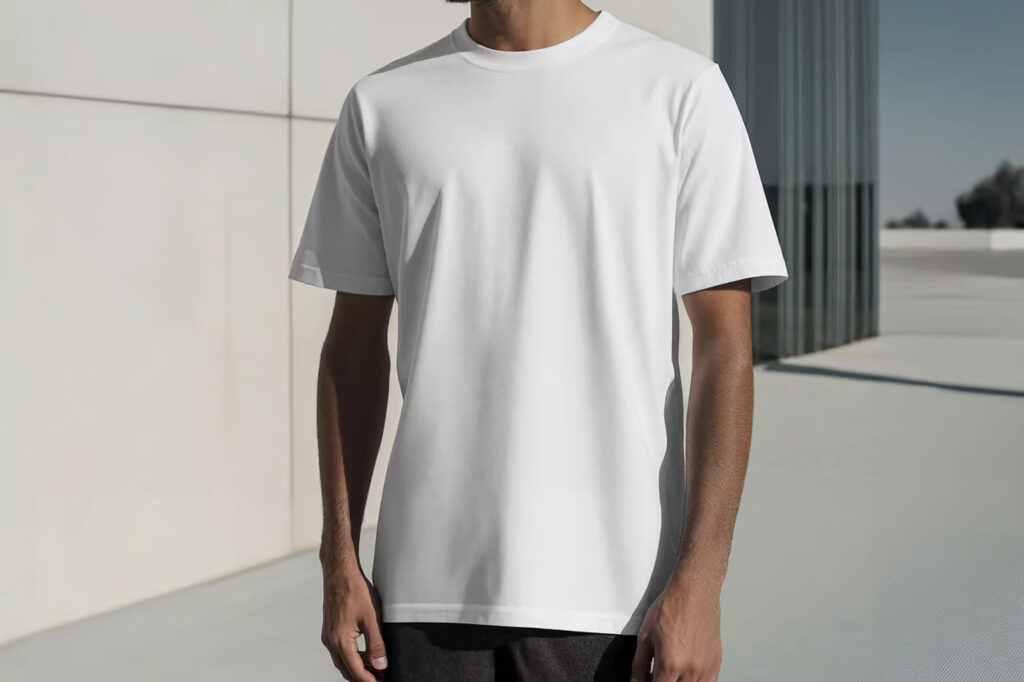Standing Men Wearing T-Shirt Mockup
