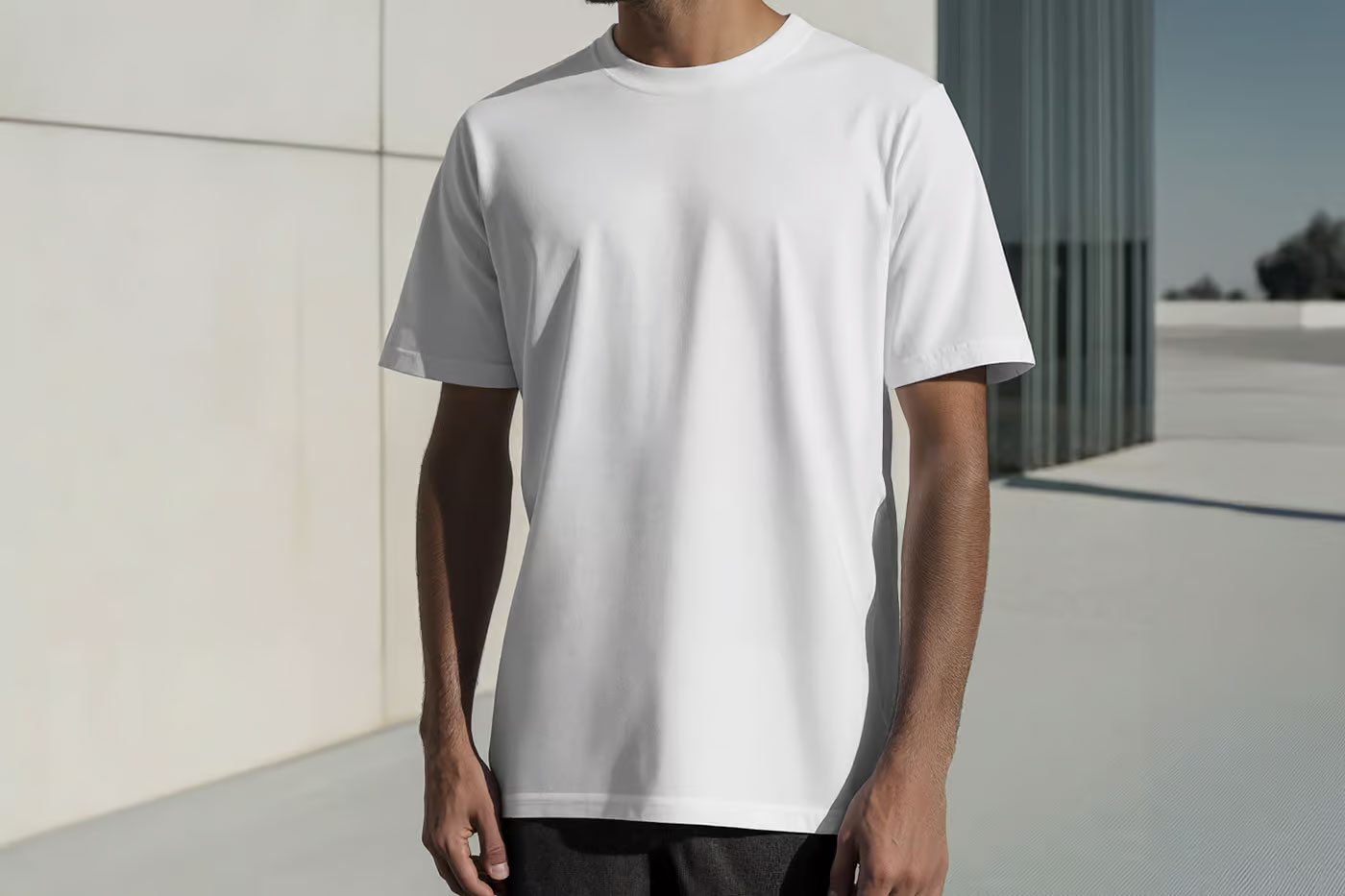 Free Standing Men Wearing T-Shirt Mockup PSD Template