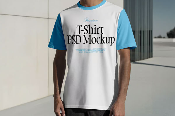 Standing Men Wearing T-Shirt Mockup