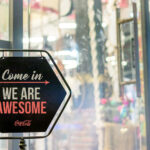 Standing Open Closed Metal Shop Sign Mockup