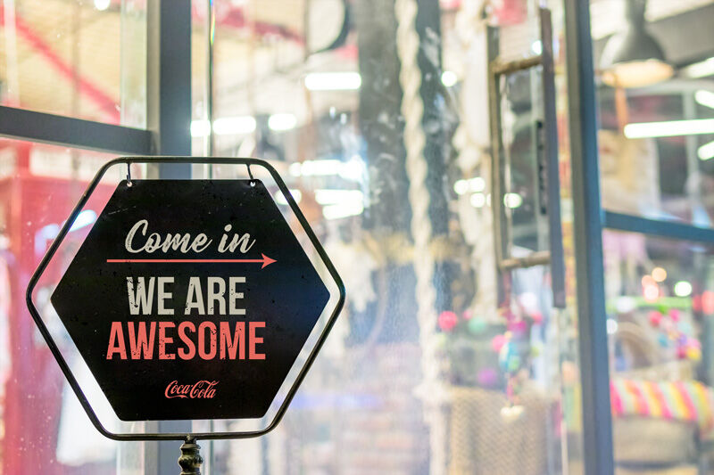 Standing Open Closed Metal Shop Sign Mockup