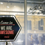 Standing Open Closed Metal Shop Sign Mockup