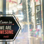 Standing Open Closed Metal Shop Sign Mockup