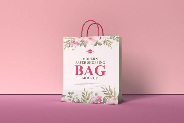 Standing Paper Shopping Bag Mockup