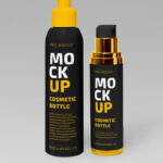 Standing Pump-Top Cosmetic Bottles Mockup