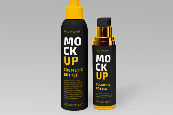 Standing Pump-Top Cosmetic Bottles Mockup