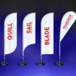 Standing Quill, Sail, Blade, Teardrop Feather Flags Mockup