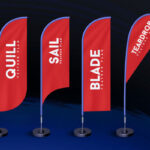 Standing Quill, Sail, Blade, Teardrop Feather Flags Mockup