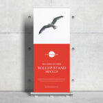 Standing Roll-up Banner Mockup Against the Wall