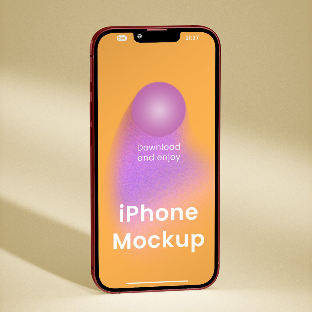 Standing iPhone Mockup in Close-up View