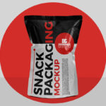 Standing Snack Pouch Packaging Mockup in Front View