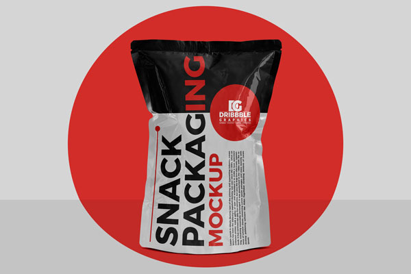 Standing Snack Pouch Packaging Mockup in Front View