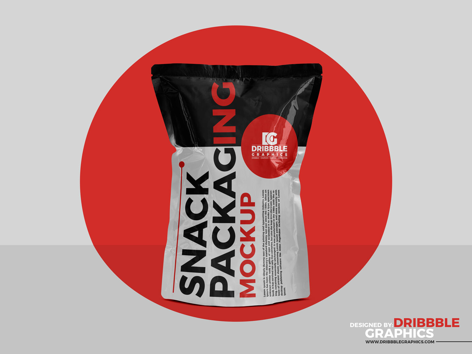 Standing Snack Pouch Packaging Mockup in Front View FREE PSD