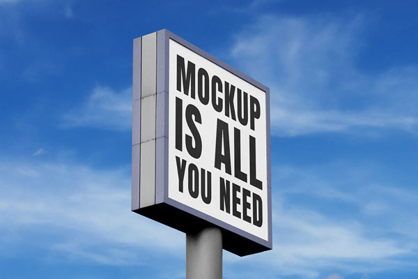 Standing Square Billboard Mockup in Perspective Vision