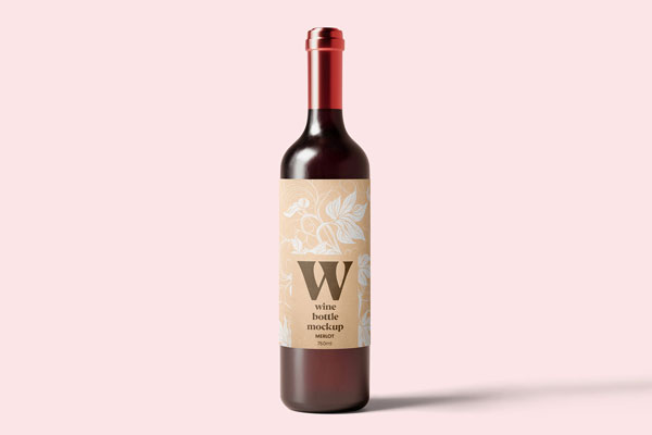 Standing Wine Bottle Mockup