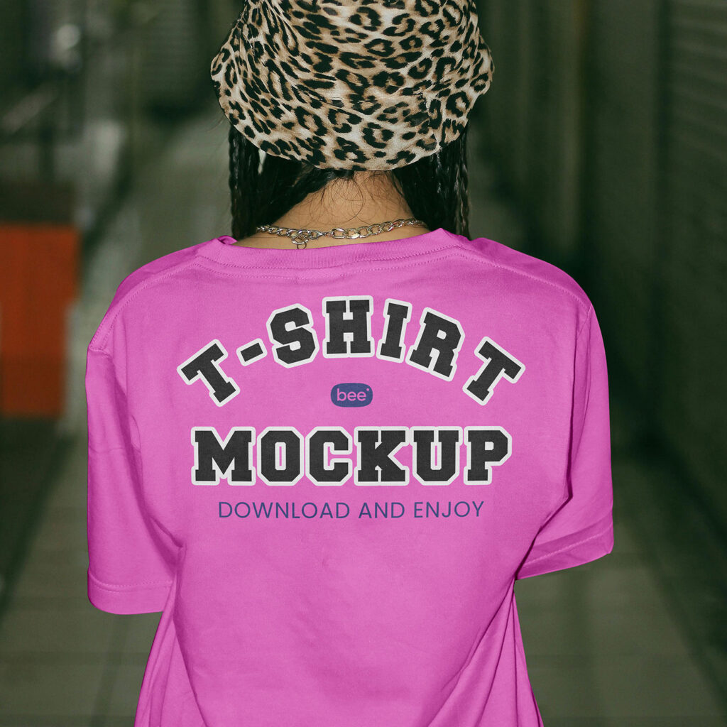Standing Woman Back T-Shirt Mockup