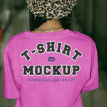 Standing Woman Back T-Shirt Mockup
