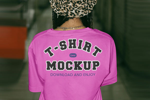 Standing Woman Back T-Shirt Mockup
