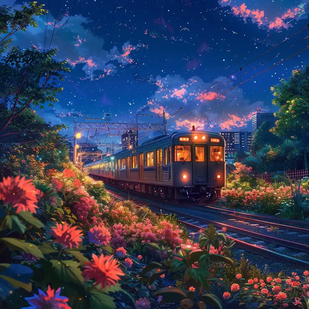 Starry Train in Monet Style