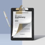 Stationary Vertical Clipboard with Pen Mockup