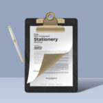 Stationary Vertical Clipboard with Pen Mockup