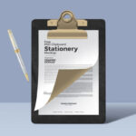 Stationary Vertical Clipboard with Pen Mockup