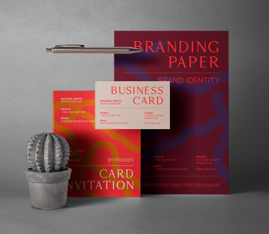 Stationery Branding Identity Mockup in Facing View