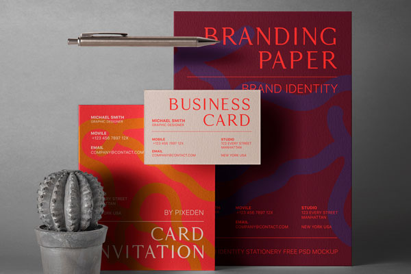 Stationery Branding Identity Mockup in Facing View